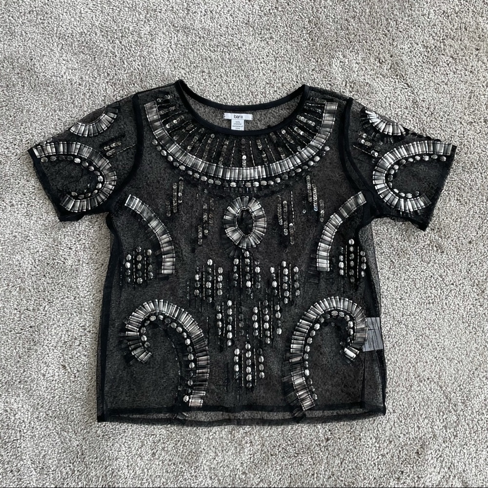 Bar III Art Deco Embellished Blouse | M